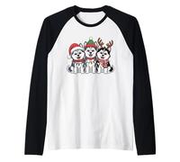 Christmas Husky Puppies - Cute Xmas Siberian Huskies Raglan Baseball Tee