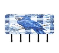 Christmas Hyacinth Macaw Buffalo Plaid Snowflakes Keys Holder on Wall with Mail Organizer & 5 Self-Adhesive Hanging Key Rack for House Decor Living Room Hallway