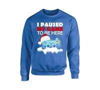 Christmas I Paused My Game To Be Here Funny Sarcastic Santa Gamer unisex kids adult Jumper(Royal, 12 Years)