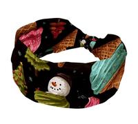 Christmas Ice Cream Reindeer Snowman Tree Wide Headbands for Women, Yoga Workout Head Bands Wide Elastic Hair Bands for Washing Face Makeup