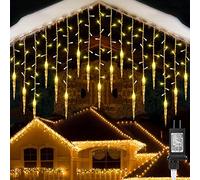 Christmas Icicle Lights 30ft 360 Networkable LED Lights 60 Drops Window Curtain Lights with 8 Modes Flashing Icicle Lights for Christmas Decorations (Warm White)