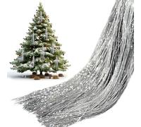 Christmas Icicle Tinsel Strands for Trees Decorations, Shiny Sliver Foil Icicle Garland for Xmas Tree, Birthday, Wedding Party Hanging Decorations
