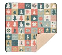 Christmas Icon Patchwork Pattern Cute Foldable Baby Play Mat for Indoor Outdoor Non-Toxic Padded Play Mat for Newborns Babies Infants Toddlers, 50'' x 50''