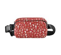 Christmas Icon Red Fashionable Crossbody Bag Waist Packs for Men Women Water Resistant Sling Chest Bag with Adjustable Strap for Travel Running Hiking, Christmas icon red, One Size