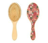 Christmas Icons Elements Wooden Brush Wood Paddle Brush Wooden Hair Brushes for Women Natural Wood Brush