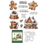 Christmas Igloo Gingerbread Candy Stamps and Cutting Dies for Card Making DIY Transparent Silicone Clear Stamp and Metal Die Cuts Sets for Scrapbooking Paper Greeting Cards Decor Seals Craft Supplies