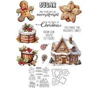 Christmas Igloo Stamps and Die Cuts for Card Making Gingerbread Sugar Cake Transparent Silicone Clear Stamp and Metal Cutting Dies Sets for DIY Scrapbooking Paper Crafting Seals Decorative Supplies