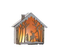 Christmas Illuminated Winter Village Desktop Ornament Featuring Warm Glowing Windows and Detailed Snowy for Festive Holiday (Khaki, 17cm)