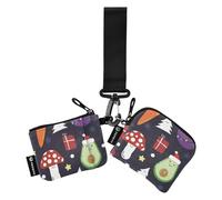 Christmas Images Dual Coin Purse Credit Card Holder Wallet Compact Size Key Chain Wallet Change Purse with Keychain for Women Men 2 Packs, Christmas Images, One Size