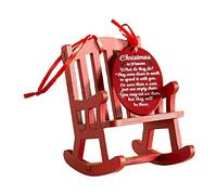 Christmas in Heaven Chair Memorial Ornament, Mini Wooden Rocking Chair Decorative Hanging Ornament Xmas Tree Decor for Loss Loved One Remembrance and Sympathy