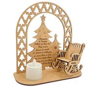 Christmas in Heaven Chair with LED Candle Wooden Memorial Christmas Ornament to Remember Loved Ones for Christmas Table Decor Gift with 2 Button Batteries...
