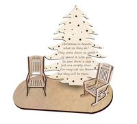 Christmas in Heaven Memorial Chair Personalized Name Christams Tree Rocking Chair Save A Seat Memorial Gift for Dad Mom Grandpa Grandma Mini Wooden Rocking Chair Memorial Plaque Bereavement Gift