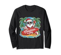 Christmas In July Summer Beach Hawaii Santa USA Men Women Long Sleeve T-Shirt