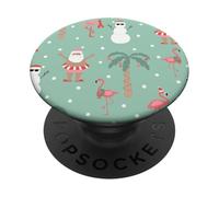 Christmas in July Surfing Pattern Santas Tropical Pattern PopSockets Adhesive PopGrip