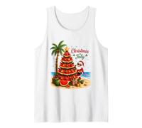 Christmas in July Watermelon Xmas Tree Santa Beach Summer Tank Top
