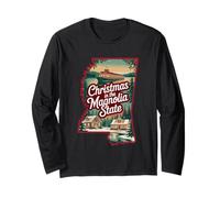 Christmas in The Magnolia State Scenic Cabin Winter Long Sleeve T-Shirt