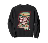 Christmas In The Magnolia State Scenic Cabin Winter Sweatshirt