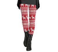 Christmas Indispensable Leggings for Womens High Waisted Workout Pants Tummy Print Holiday Legging Tights Chub Rub Shorts (Watermelon Red, S)