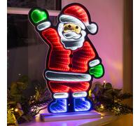 Christmas Infinity Light Santa LED Xmas Indoor Decoration 40cm With Wooden Base Christow Multi One Size