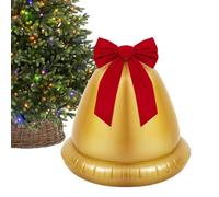 Christmas Inflatable Ball, 22inch Giant Jingle Bell Ball Ornaments with Bow, Centerpiece Balloon with Gold Design for Winter Holiday Porch Door Lawn Beach Yard Front Window Pool