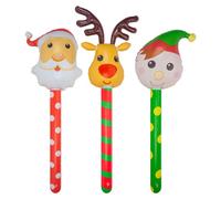 Christmas Inflatable Basher Stick 3 Varied Designs X 1 110Cm Reindeer,santa,elf