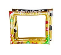 Christmas Inflatable Photo Frame New Year Decorations Inflatable Frame for Photo Box Accessories Happy New Year and Christmas, Double-Sided Photo Props Photo Booth Props for Party Accessories