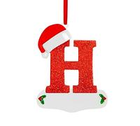 Christmas Initial with Red Hat Christmas Tree Ornaments Personalized DIY Christmas 26 Letters Ornaments Christmas Decoration Xmas Tree Hanging Decor