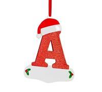 Christmas Initial with Red Hat Christmas Tree Ornaments Personalized DIY Christmas 26 Letters Ornaments Christmas Decoration Xmas Tree Hanging Decor