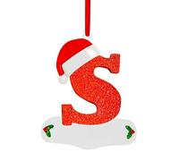 Christmas Initial with Red Hat Christmas Tree Ornaments Personalized DIY Christmas 26 Letters Ornaments Christmas Decoration Xmas Tree Hanging Decor