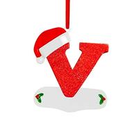 Christmas Initial with Red Hat Christmas Tree Ornaments Personalized DIY Christmas 26 Letters Ornaments Christmas Decoration Xmas Tree Hanging Decor