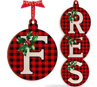 Christmas Initial Wooden Ornaments - Personalised 10x10cm - Xmas Babubles Gift for Noel Tree Decorations C1 (Initial #F)