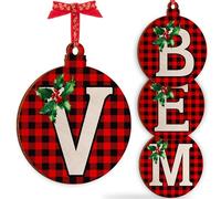 Christmas Initial Wooden Ornaments - Personalised 10x10cm - Xmas Babubles Gift for Noel Tree Decorations C1 (Initial #V)