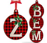 Christmas Initial Wooden Ornaments - Personalised 10x10cm - Xmas Babubles Gift for Noel Tree Decorations C1 (Initial #Z)