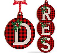 Christmas Initial Wooden Ornaments - Personalised 10x10cm - Xmas Babubles Gift for Noel Tree Decorations C1 (Initial #D)