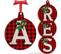 Christmas Initial Wooden Ornaments - Personalised 10x10cm - Xmas Babubles Gift for Noel Tree Decorations C1 (Initial #A)