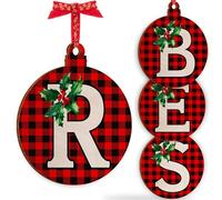 Christmas Initial Wooden Ornaments - Personalised 10x10cm - Xmas Babubles Gift for Noel Tree Decorations C1 (Initial #R)