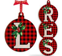 Christmas Initial Wooden Ornaments - Personalised 10x10cm - Xmas Babubles Gift for Noel Tree Decorations C1 (Initial #L)