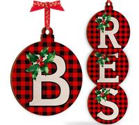 Christmas Initial Wooden Ornaments - Personalised 10x10cm - Xmas Babubles Gift for Noel Tree Decorations C1 (Initial #B)