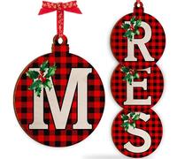 Christmas Initial Wooden Ornaments - Personalised 10x10cm - Xmas Babubles Gift for Noel Tree Decorations C1 (Initial #M)