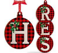 Christmas Initial Wooden Ornaments - Personalised 10x10cm - Xmas Babubles Gift for Noel Tree Decorations C1 (Initial #H)