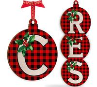Christmas Initial Wooden Ornaments - Personalised 10x10cm - Xmas Babubles Gift for Noel Tree Decorations C1 (Initial #C)