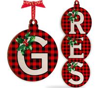 Christmas Initial Wooden Ornaments - Personalised 10x10cm - Xmas Babubles Gift for Noel Tree Decorations C1 (Initial #G)