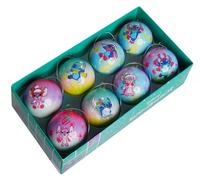 Christmas Inspirations Stitch Tree Bauble Set (Set of 8) - Disney's Lilo & Stitch - Plastic Christmas Baubles - Blue, Yellow, Red - Hanging Ornaments for Christmas Tree
