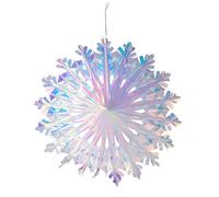 Christmas Iridescent Snowflake Shape Foil Ceiling Wall Decoration Flowers Ball Craft Hanging Decoration for Christmas Birthday Wedding 45cm