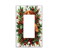 Christmas Irish Setter Dog Decorative Light Switch Cover Wall Plate 1 Gang Single Rocker, Fun Xmas Hollies Switchcover Switchplate, Pet Electrical Faceplate for Kitchen Living Room