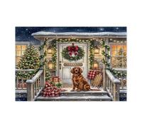 Christmas Irish Setter Dog Jigsaw Puzzles for Men Women 1000 Pieces, Cute Festive Welcome Decorative Puzzles, Xmas Party Gift Family Home Decor