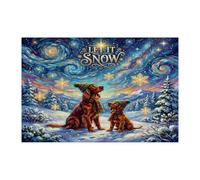 Christmas Irish Setter Dog Jigsaw Puzzles for Men Women 1000 Pieces, Festive Snowy Scene Print Decorative Puzzles, Xmas Party Gift Family Home Decor