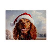 Christmas Irish Setter Glass Chopping Board Warren Reed - Designer Multi One Size