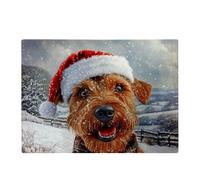 Christmas Irish Terrier Glass Chopping Board Warren Reed - Designer Multi One Size
