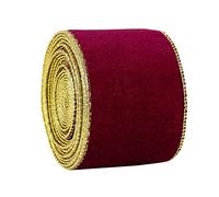 Christmas Irish Velvet Ribbon 1 Roll Handmade Bowknot Wreath Stair Decorations Supplies for Children Adult Christmas Ribbon Roll